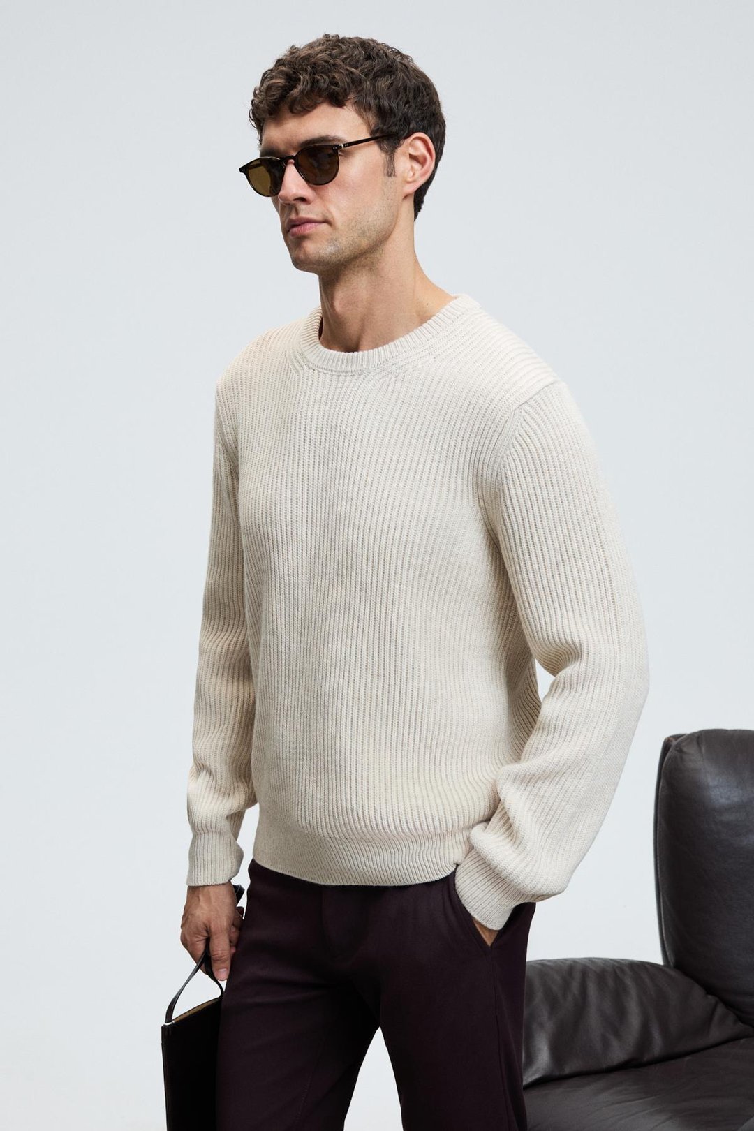 CABLIN Erkek Yuvarlak Yaka Regular Fit Triko Taş Rengi Kazak