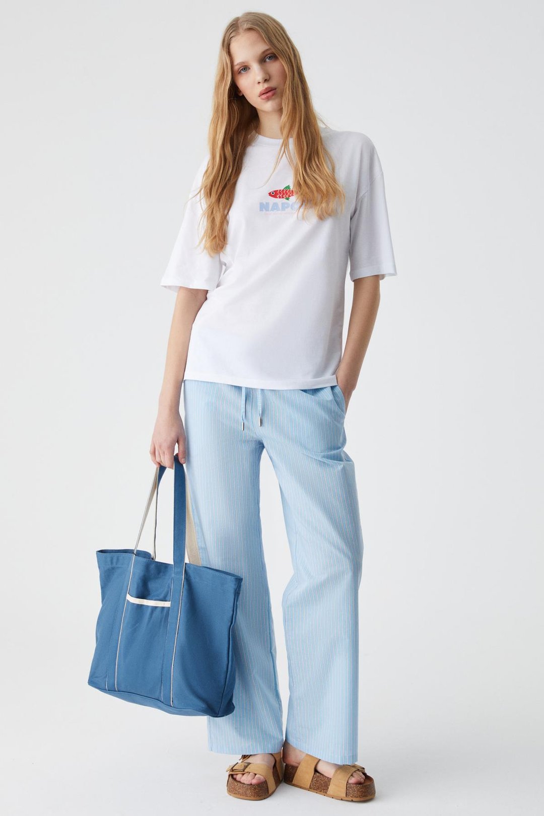 CAITLYN Kadın Oversize Bisiklet Yaka Beyaz T-Shirt