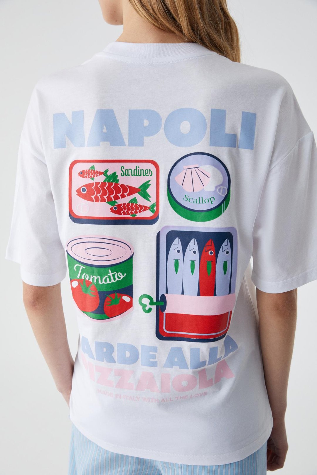 CAITLYN Kadın Oversize Bisiklet Yaka Beyaz T-Shirt