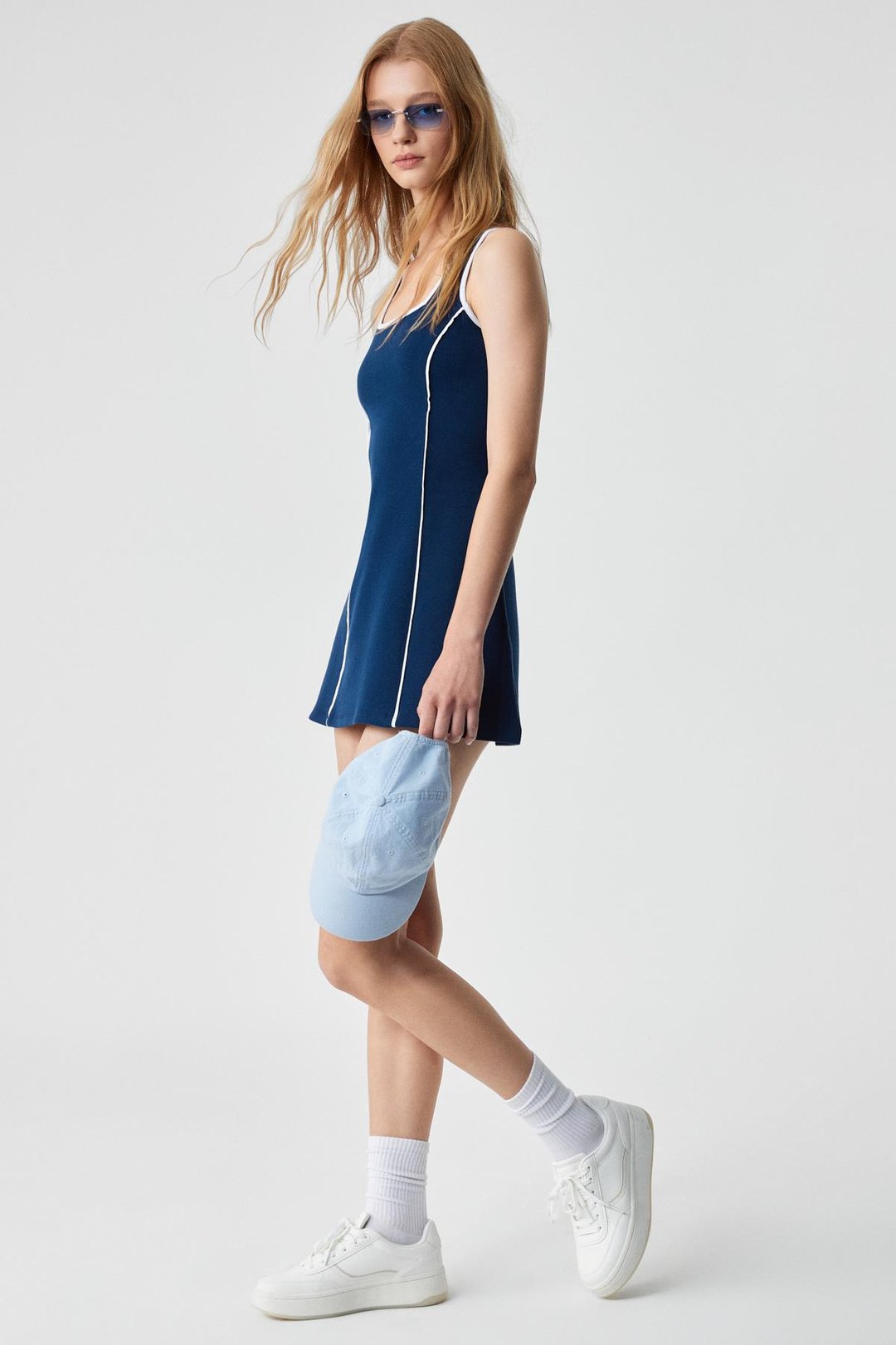 CALLIOS Kadın Regular Oyuk Yaka Kolsuz Lacivert Elbise