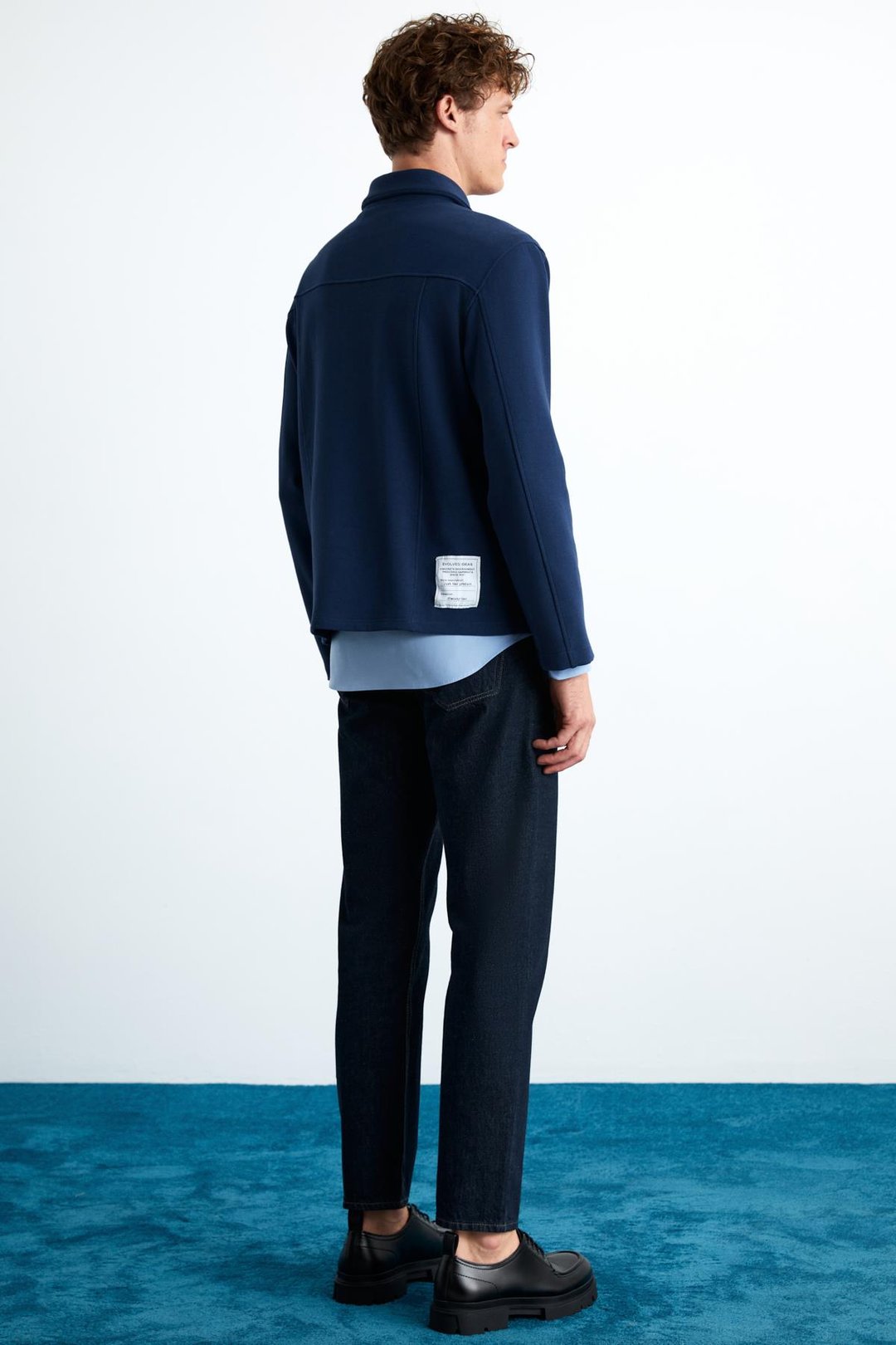 CALPE Erkek Skuba İnterlok Kumaşlı Organik Pamuklu Fermuarlı Cepli Şık Gömlek Tipi Lacivert Ceket