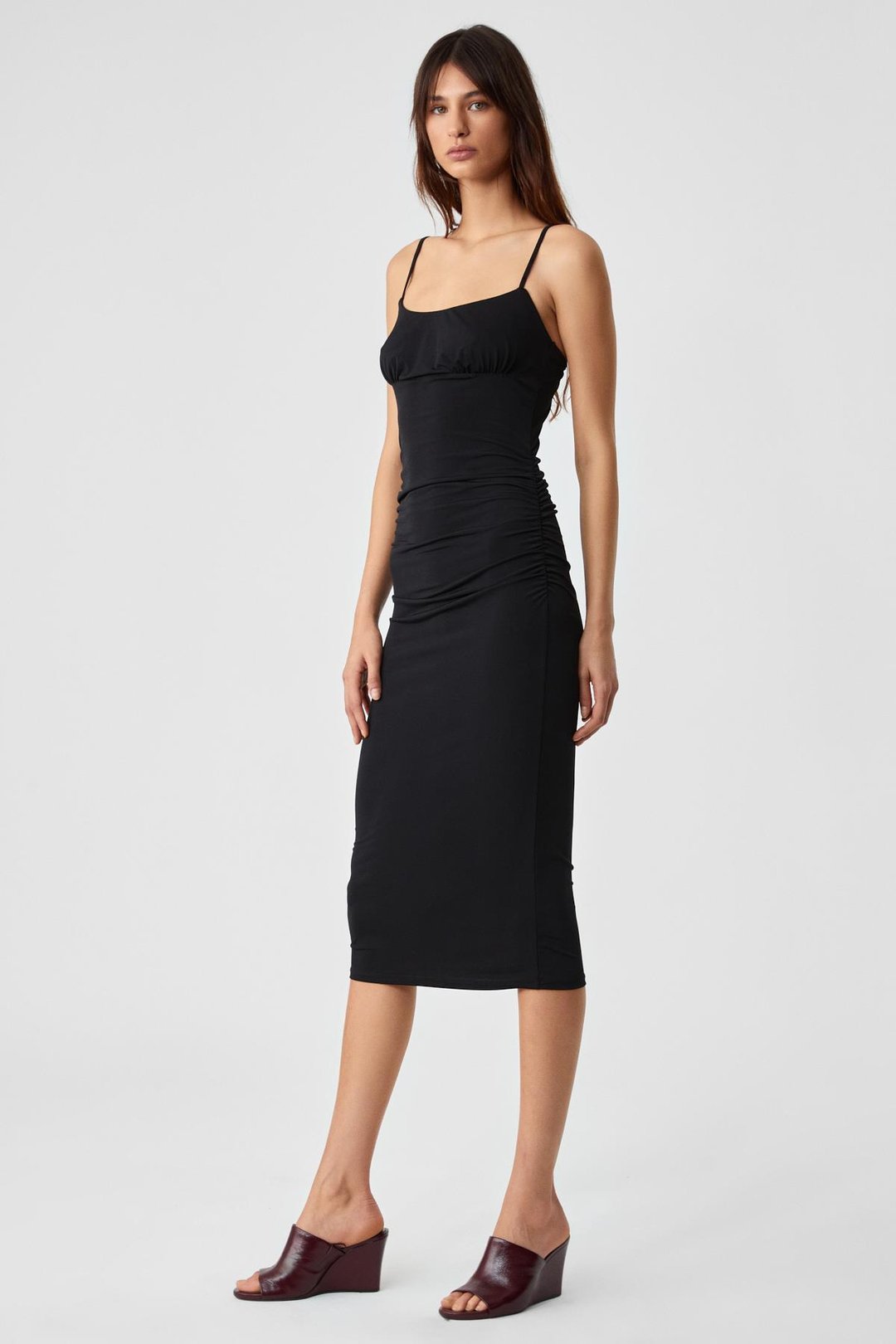 CARNAO Kadın Askılı Yaka Kolsuz Slim Normal Paça Siyah Elbise