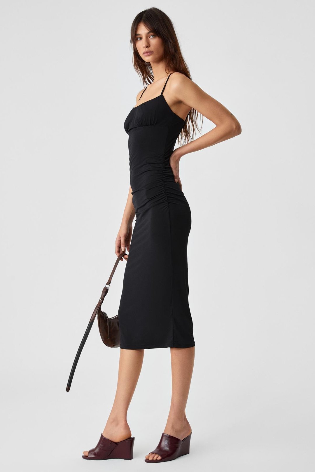 CARNAO Kadın Askılı Yaka Kolsuz Slim Normal Paça Siyah Elbise