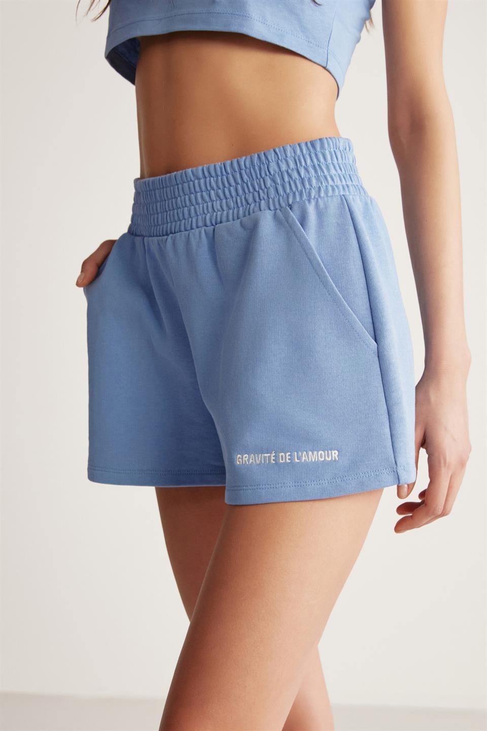 CARROL Dokuma Relaxed Mavi  Şort