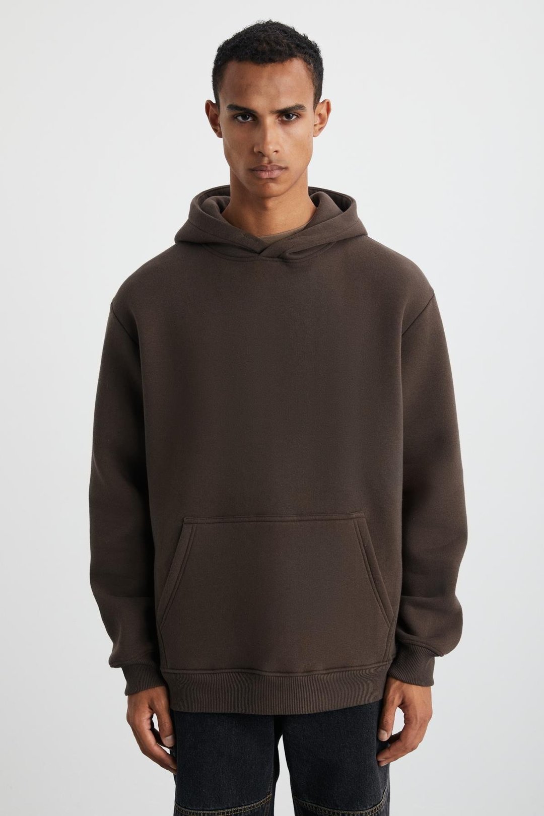 CARTMEL Erkek Örme 3 İplik Relaxed Fit Rahat Kalıp Kanguru Cepli Kapüşonlu Kahverengi Sweatshirt