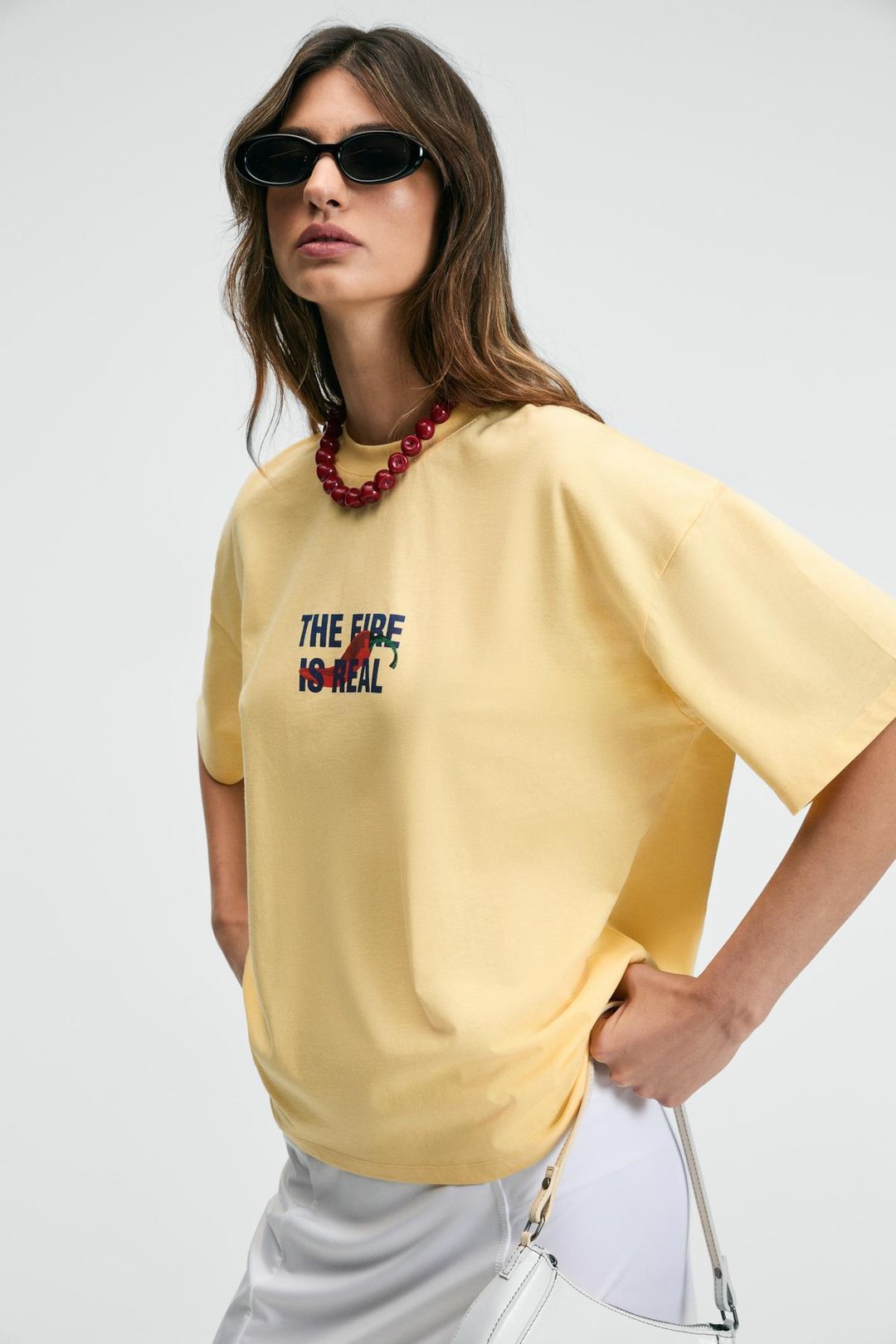 CASSIANE Kadın Bisiklet Yaka Kısa Kollu Ön Ve Arka Baskılı Regular Sarı T-Shirt