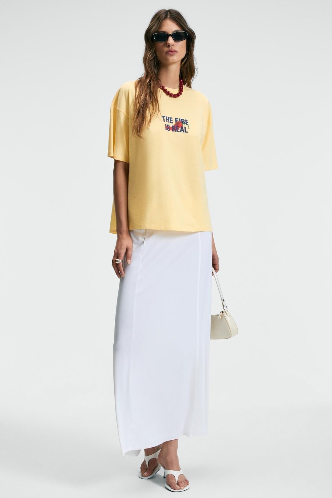 CASSIANE Kadın Bisiklet Yaka Kısa Kollu Ön Ve Arka Baskılı Regular Sarı T-Shirt