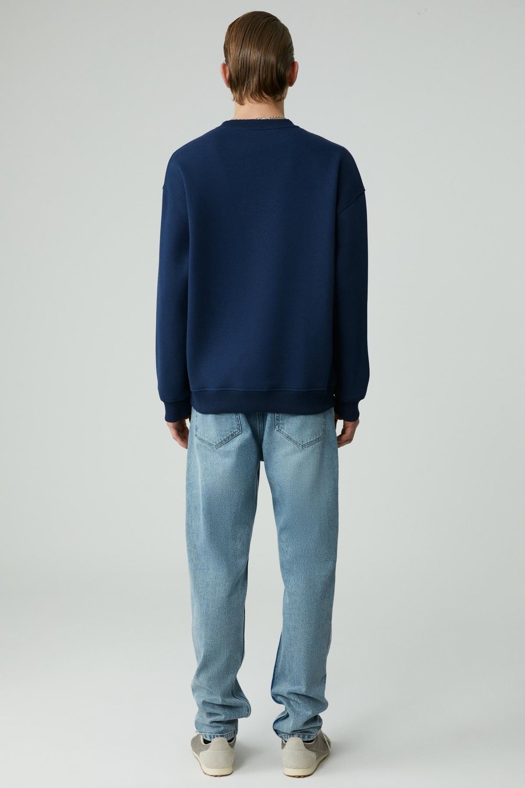 CASSY Erkek Organik Pamuklu Yumuşacık Baskı Detaylı Lacivert Sweatshirt