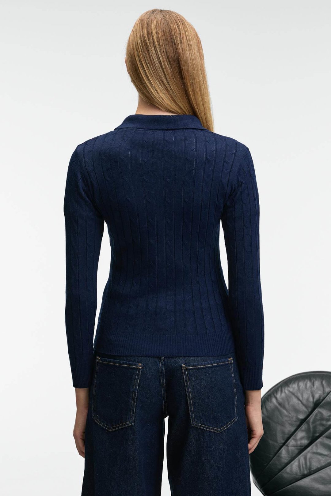 CASTANA Kadın Polo Yaka Düğmeli Regular Fit Triko Lacivert Kazak