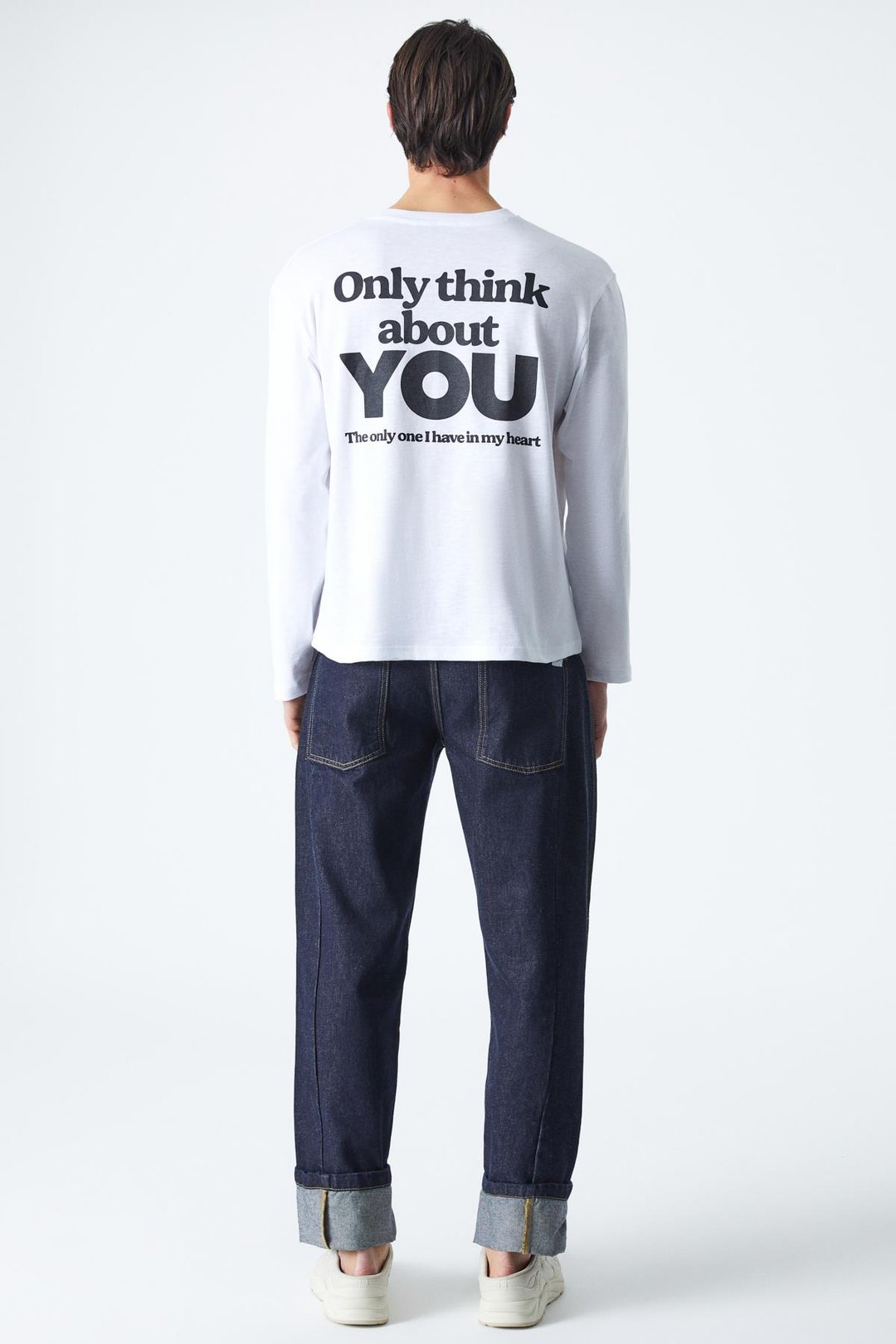 CAT Erkek Baskı Detaylı %100 Organik Pamuk Comfort Fit Beyaz T-Shirt