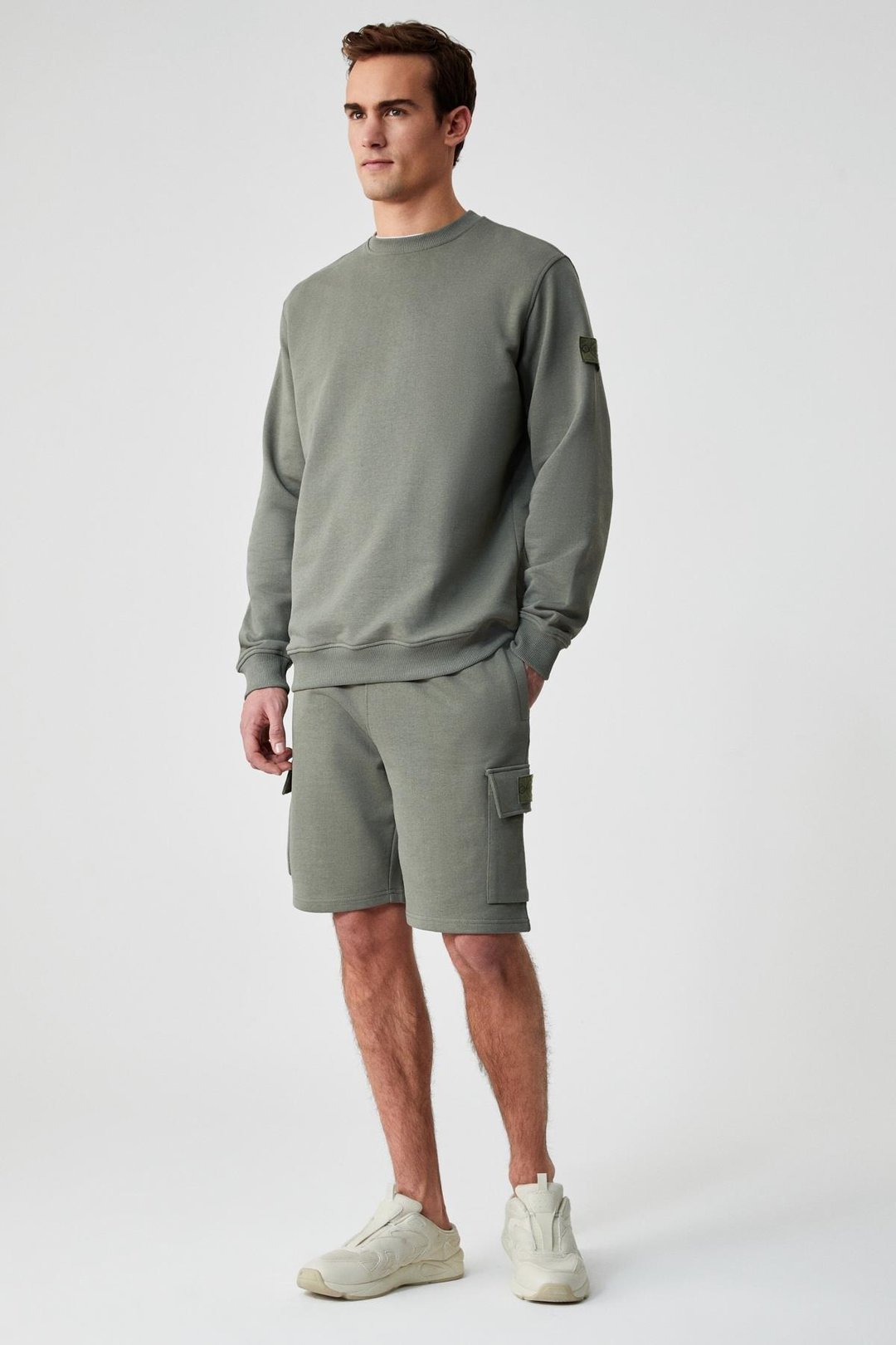 CERVINO Erkek Beli Lastikli Nakış Detaylı Kargo Cep Comfort Haki Şort