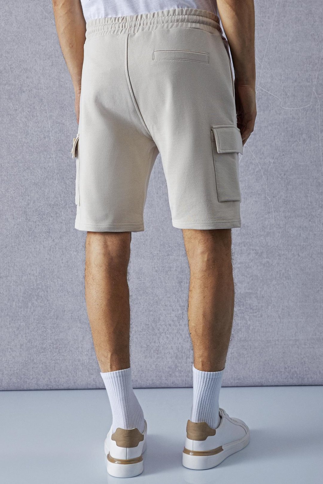 CERVINO Erkek Beli Lastikli Nakış Detaylı Kargo Cep Comfort Bej Şort