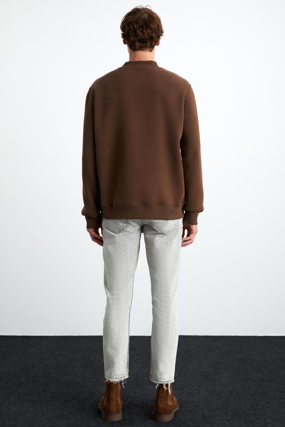 CHASEY Erkek %100 Pamuk Acı Kahve Sweatshirt