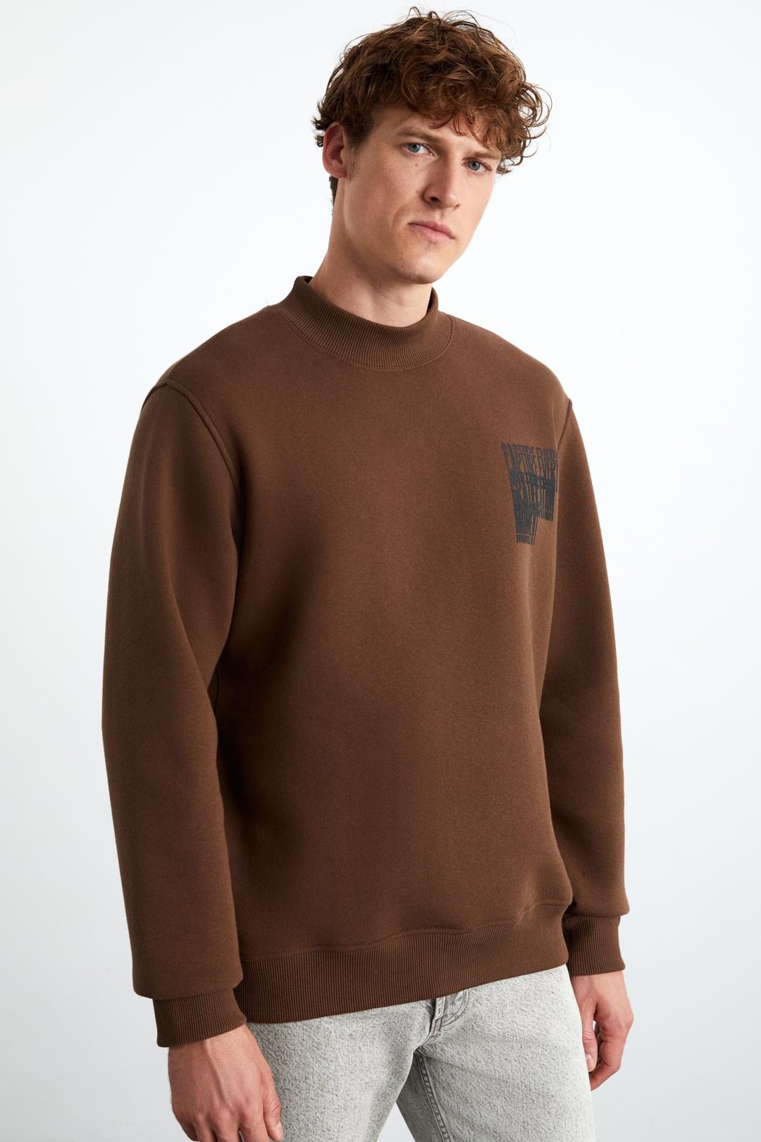 CHASEY Erkek %100 Pamuk Acı Kahve Sweatshirt