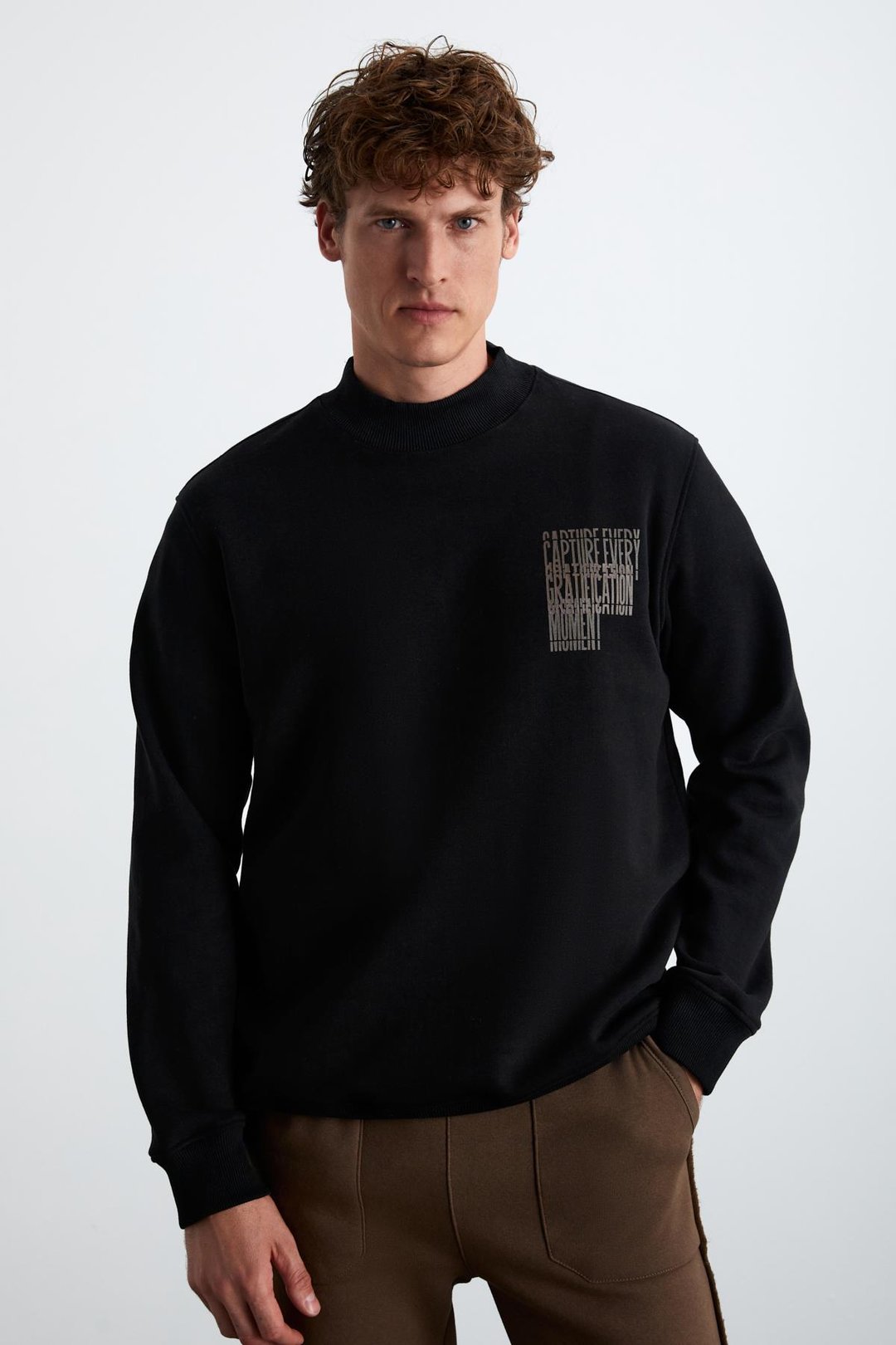 CHASEY Erkek %100 Pamuk Siyah Sweatshirt