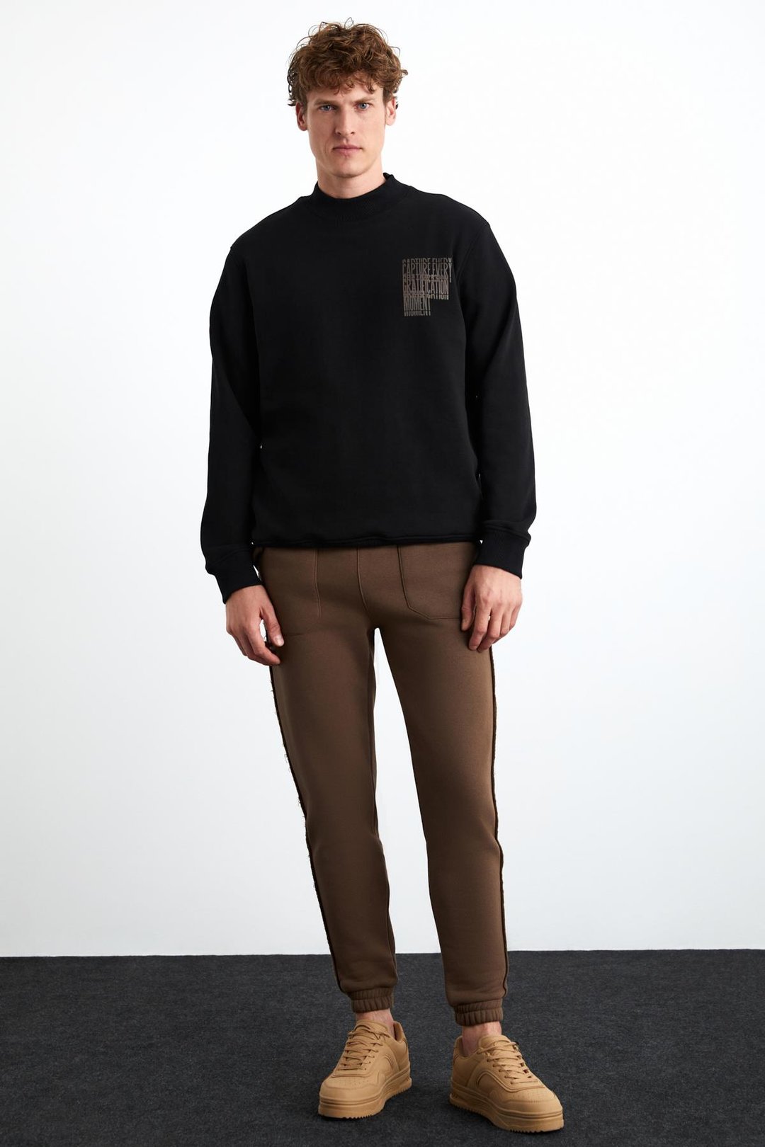 CHASEY Erkek %100 Pamuk Siyah Sweatshirt