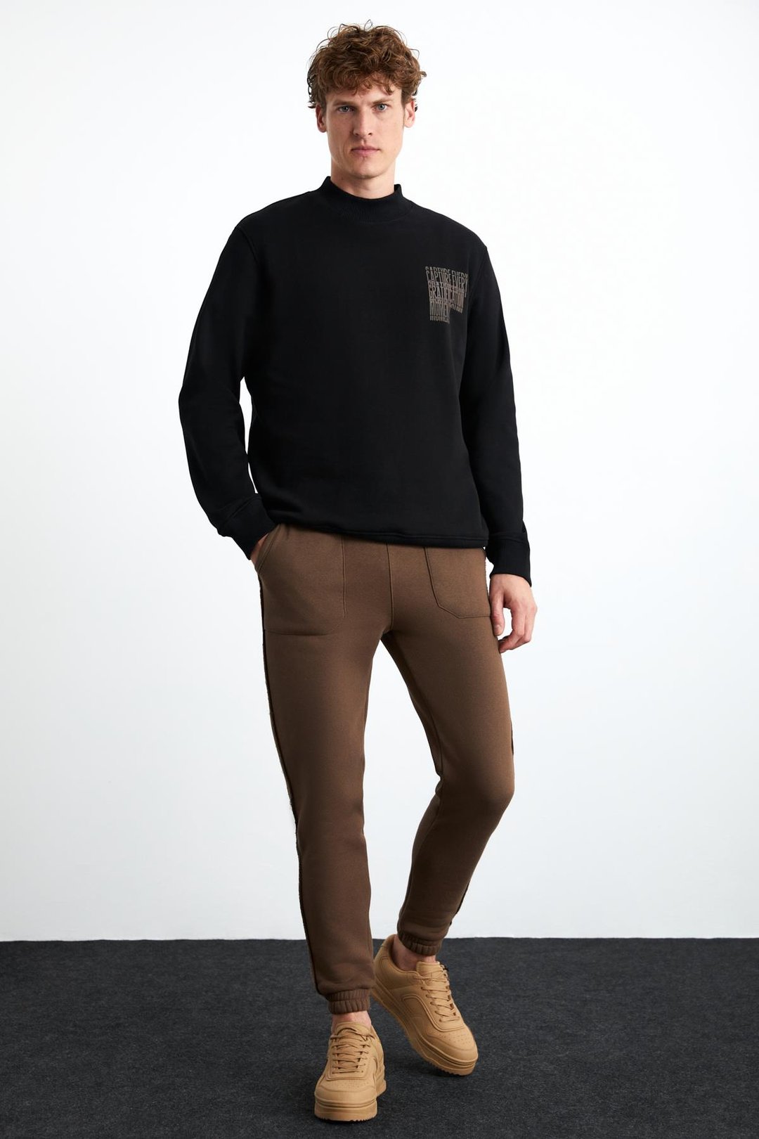 CHASEY Erkek %100 Pamuk Siyah Sweatshirt