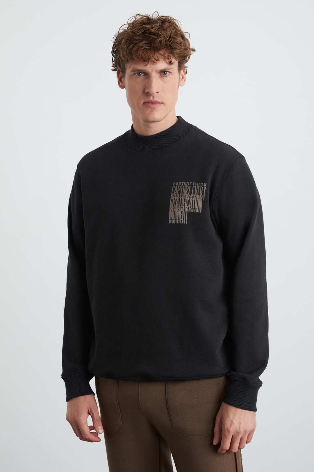 CHASEY Erkek %100 Pamuk Siyah Sweatshirt