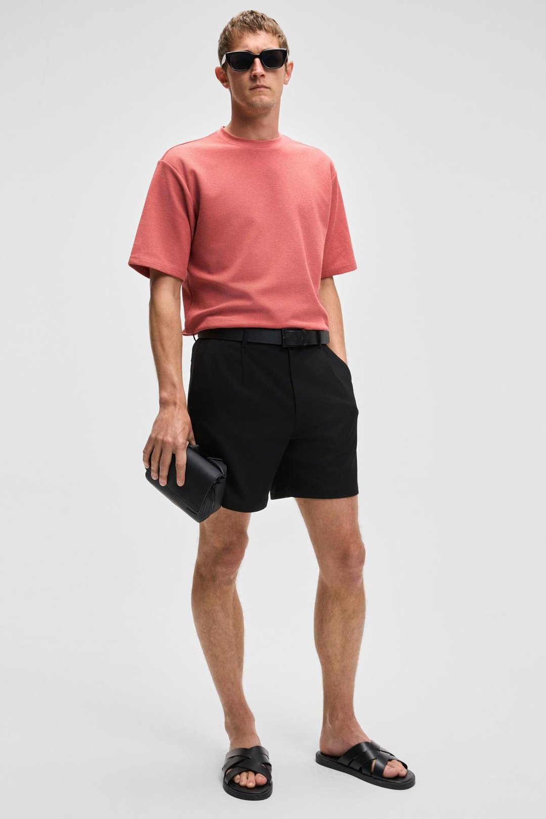 CHIC Erkek Relaxed Fit Dokulu Pamuk Kumaş Kiremit Rengi T-Shirt