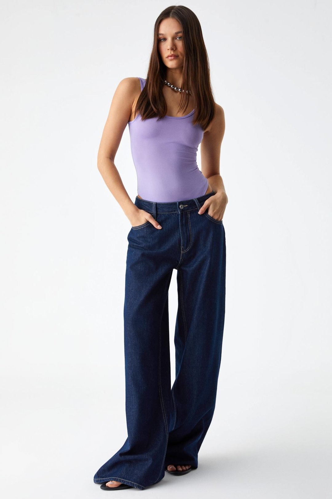 CHILES Kadın Slim Halter Yaka Kolsuz Çıtçıtlı Mor Atlet