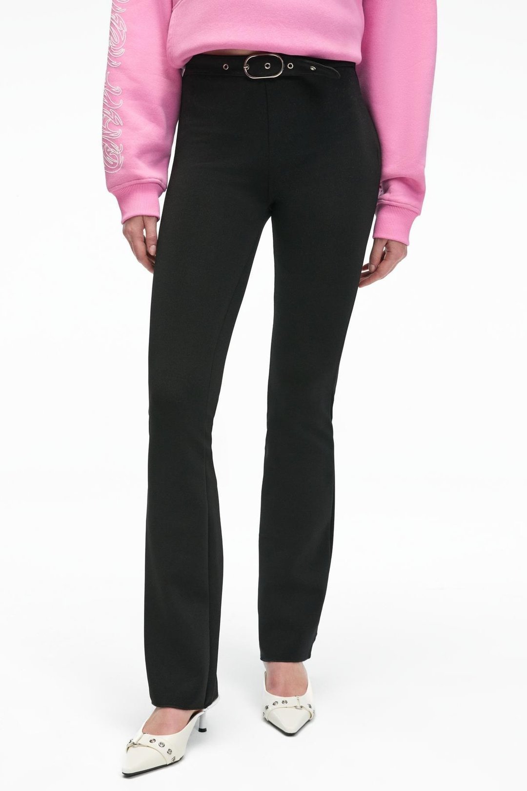 CIRELYN Kadın Beli Ayarlanabilir Kemer Tokalı Esnek Uzun Siyah Pantolon