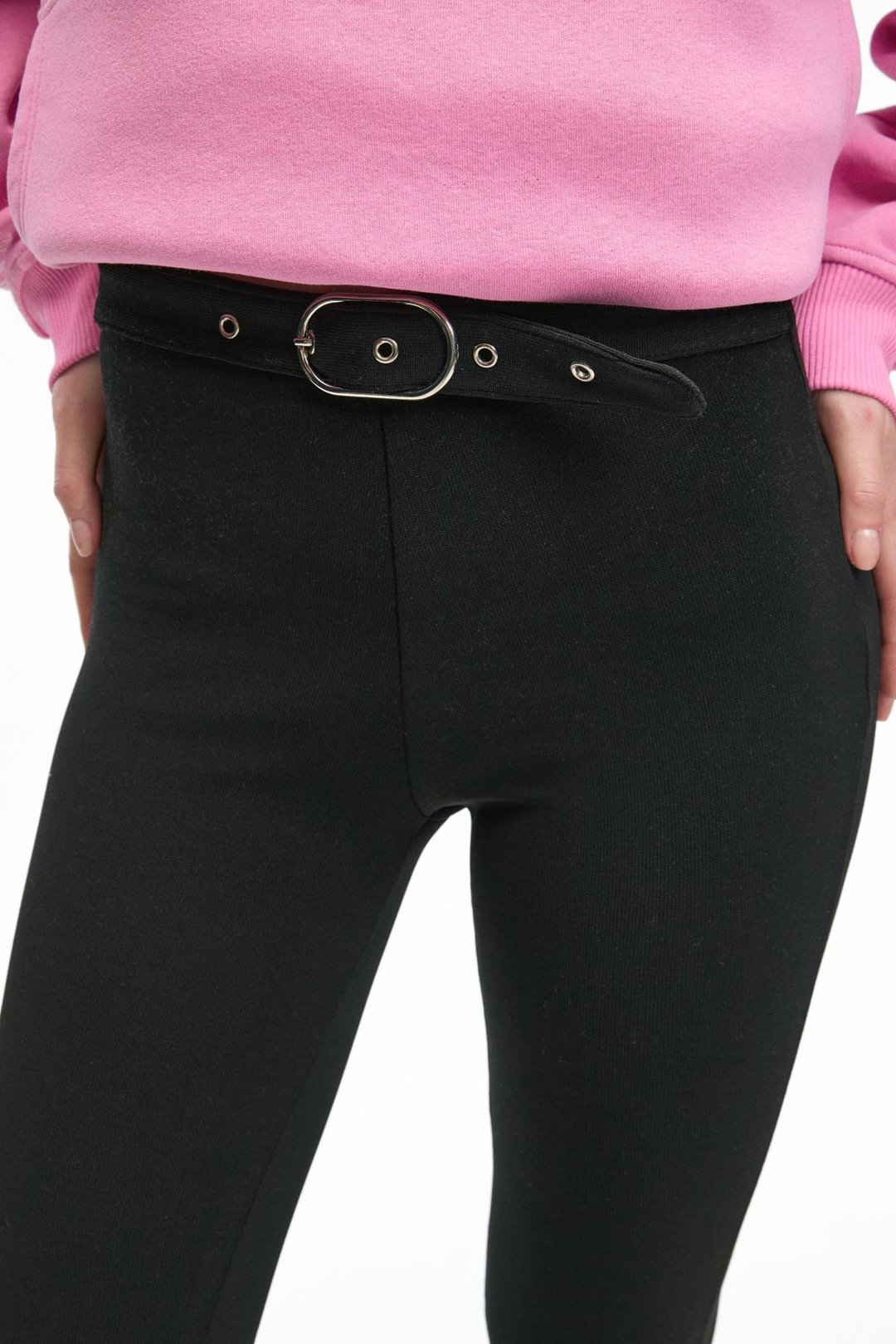 CIRELYN Kadın Beli Ayarlanabilir Kemer Tokalı Esnek Uzun Siyah Pantolon