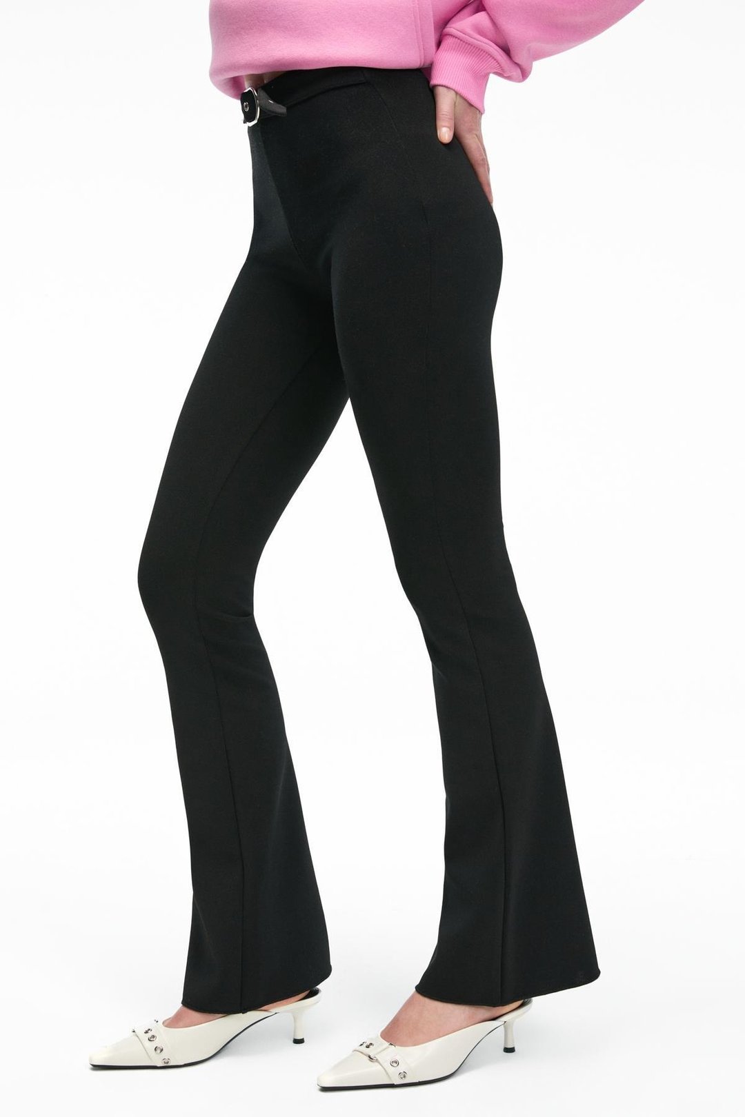 CIRELYN Kadın Beli Ayarlanabilir Kemer Tokalı Esnek Uzun Siyah Pantolon