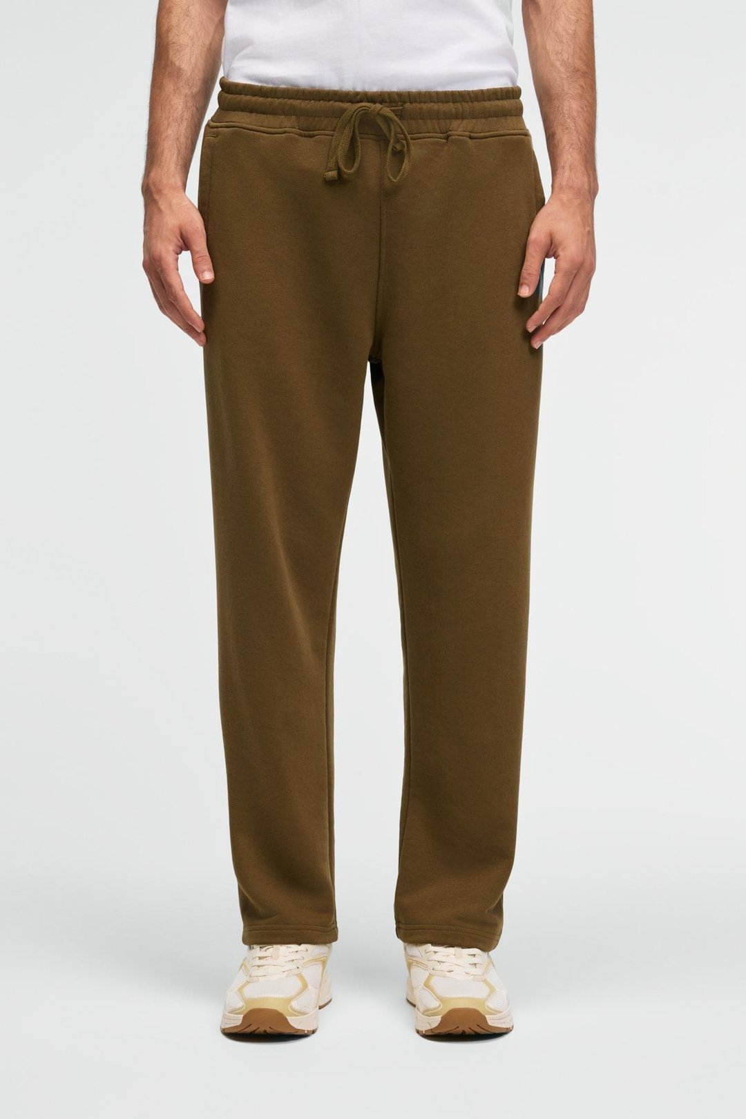 CLARENCE Erkek %100 Pamuk Kordonlu Lastikli Bel Arka Cebi Süs Etiketli Haki Eşofman Altı