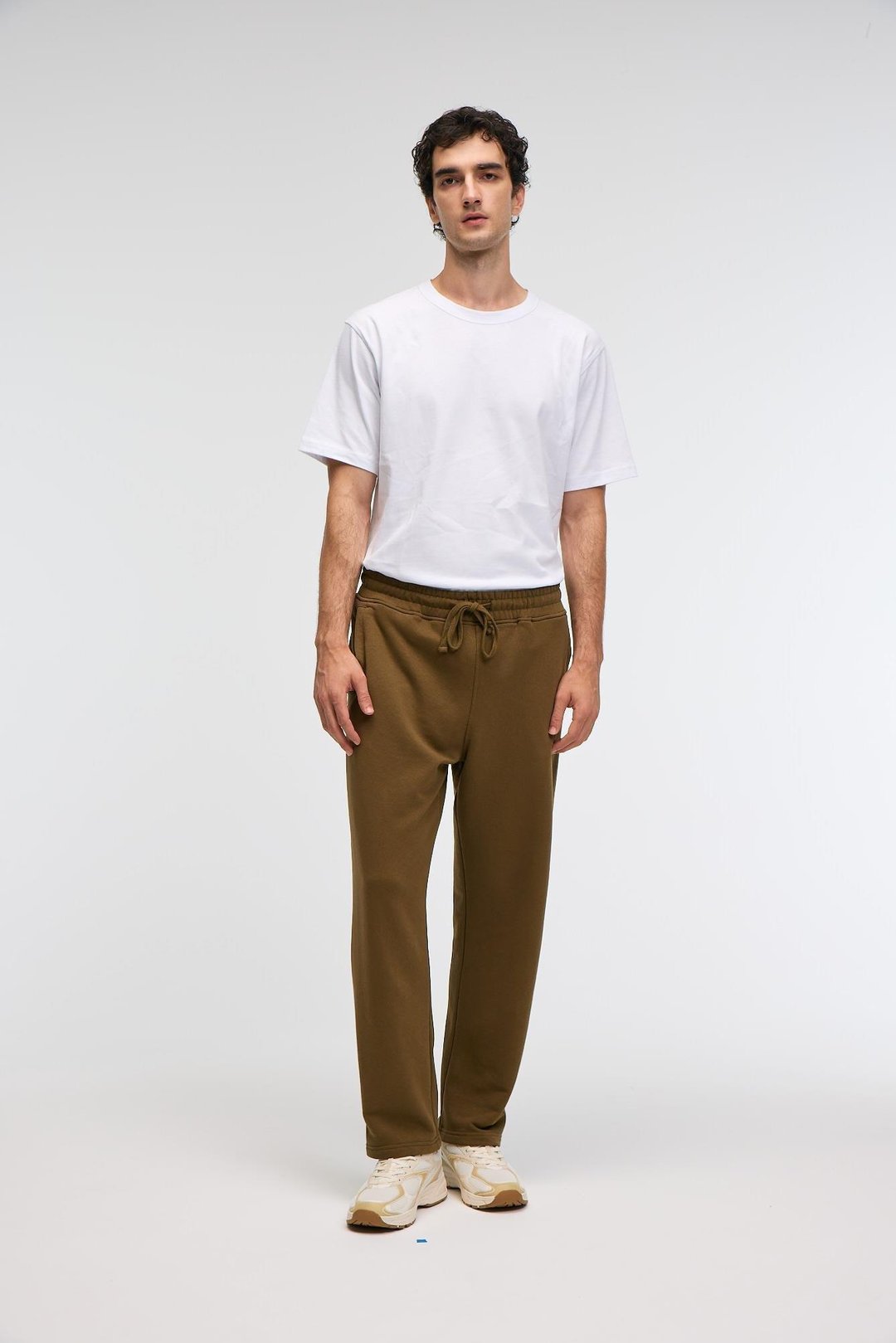 CLARENCE Erkek %100 Pamuk Kordonlu Lastikli Bel Arka Cebi Süs Etiketli Haki Eşofman Altı