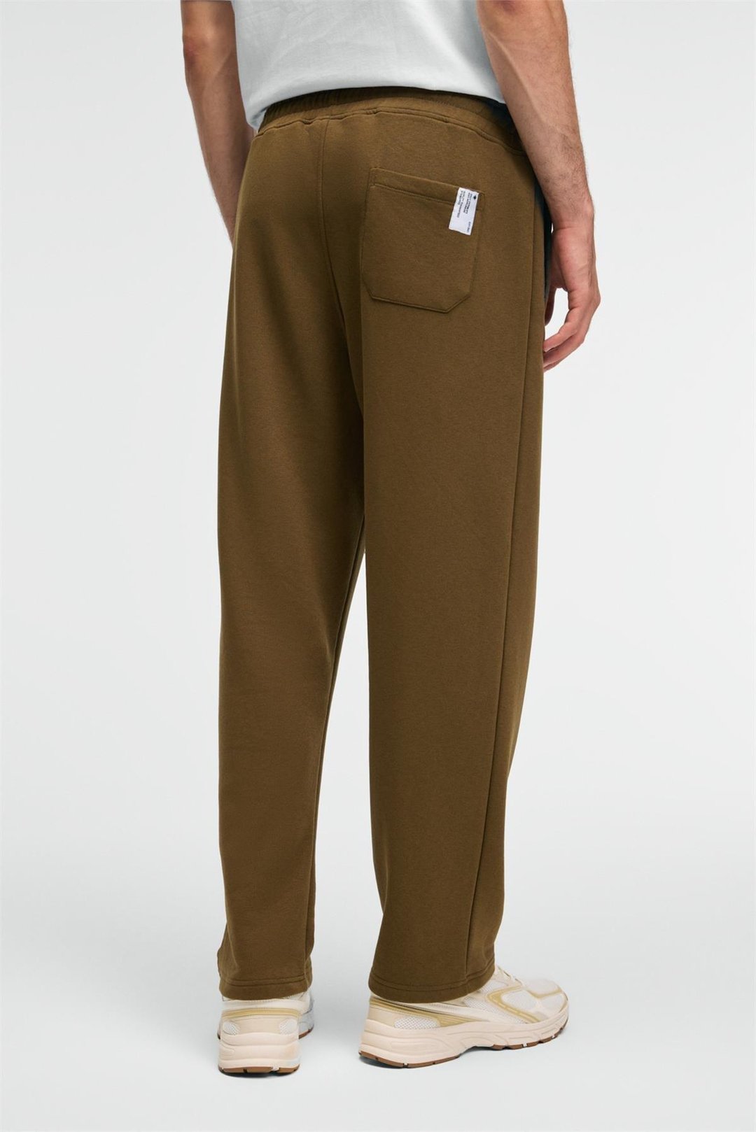 CLARENCE Erkek %100 Pamuk Kordonlu Lastikli Bel Arka Cebi Süs Etiketli Haki Eşofman Altı