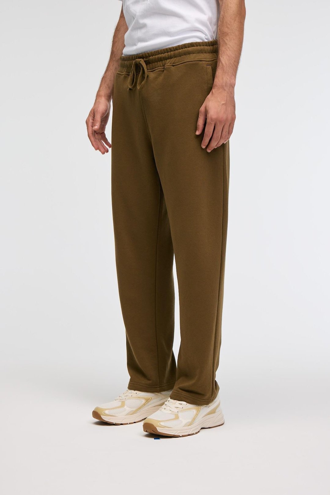 CLARENCE Erkek %100 Pamuk Kordonlu Lastikli Bel Arka Cebi Süs Etiketli Haki Eşofman Altı