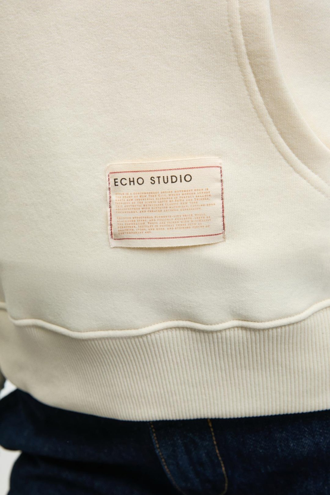 CLARIE Kadın Organik Pamuklu Oversize Kanguru Cepli Kapüşonlu Ekru Sweatshirt