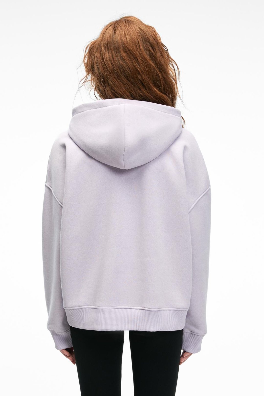 CLARIE Kadın Organik Pamuklu Oversize Kanguru Cepli Kapüşonlu Lila Sweatshirt