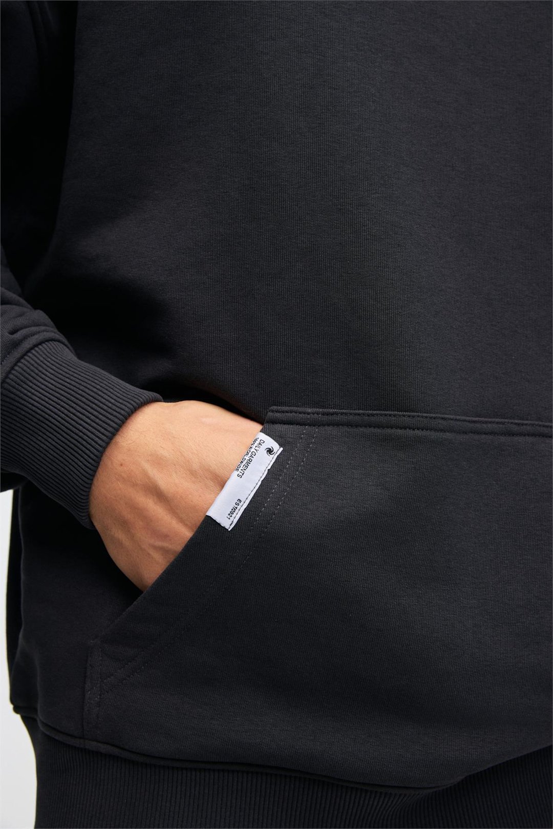 CLAY Erkek %100 Pamuk Kapüşonlu Çıtçıtlı Baskılı Cebi Süs Etiketli Antrasit Sweatshirt