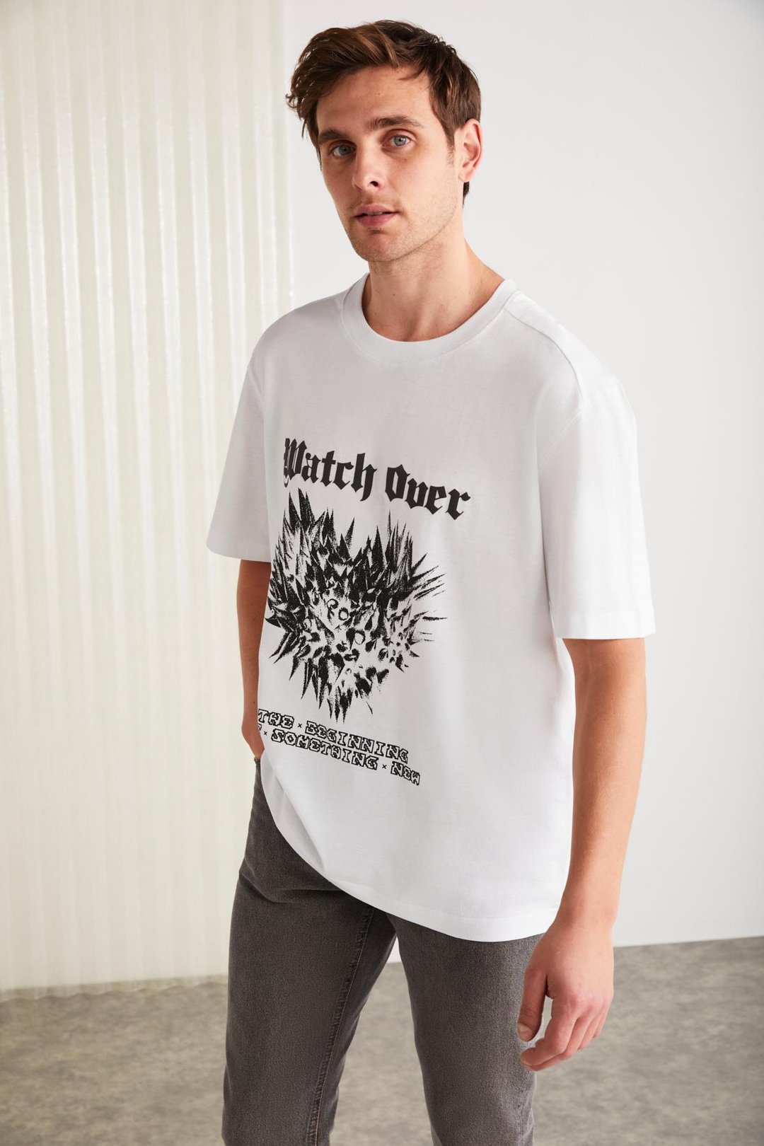 CLIENT Basic Regular Beyaz Tekli T-Shirt