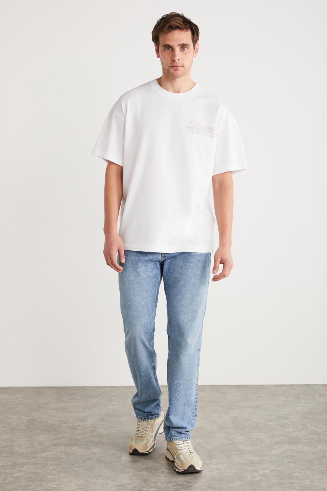 COLIBRI Basic Oversize Beyaz Tekli T-Shirt