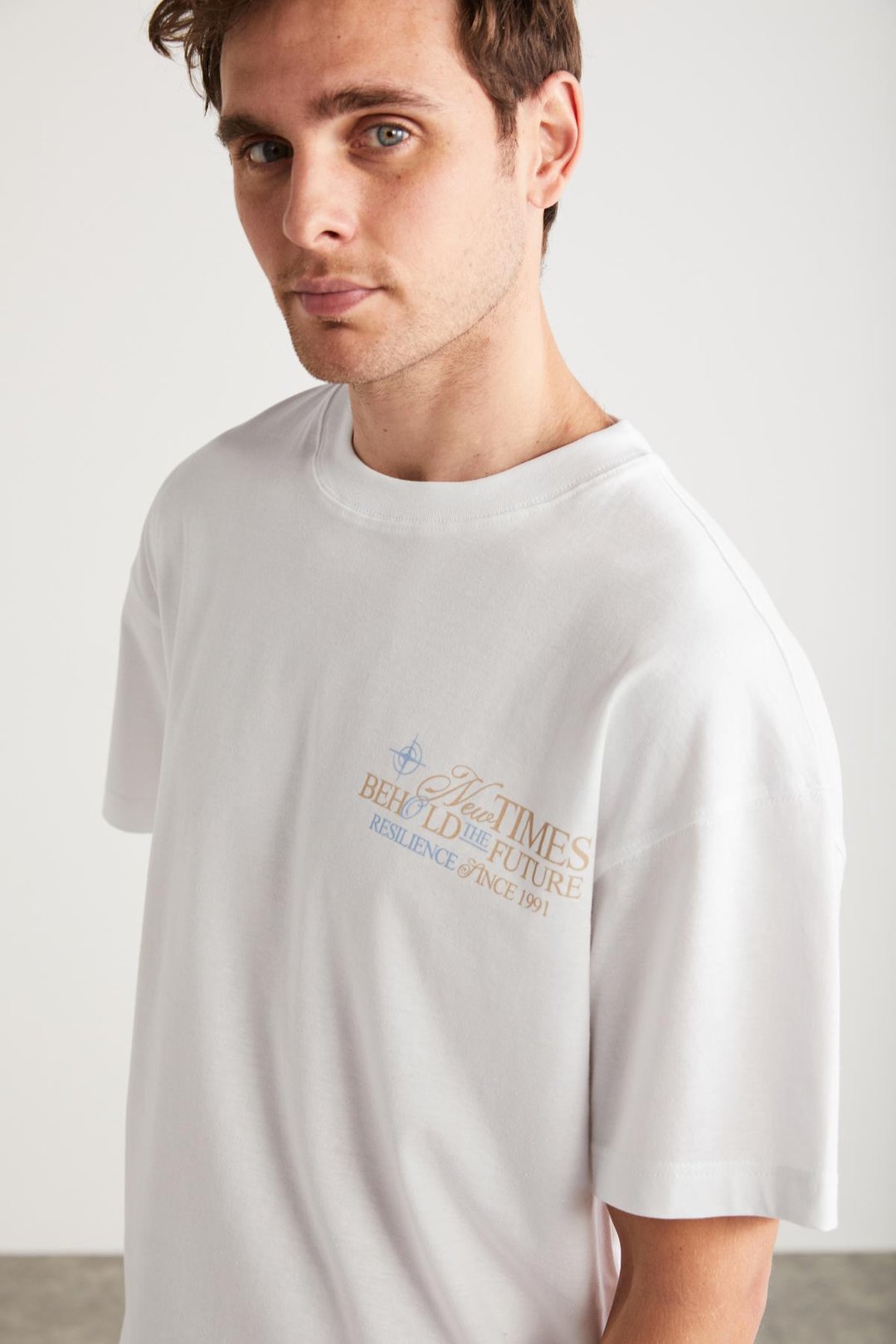 COLIBRI Basic Oversize Beyaz Tekli T-Shirt