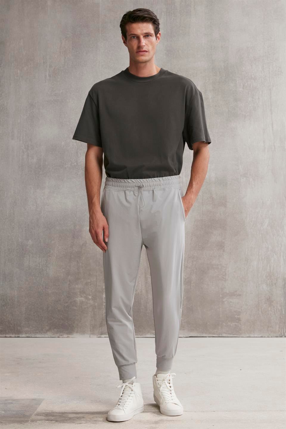 CRISTIAN  Regular Gri Tekli Eşofman Altı