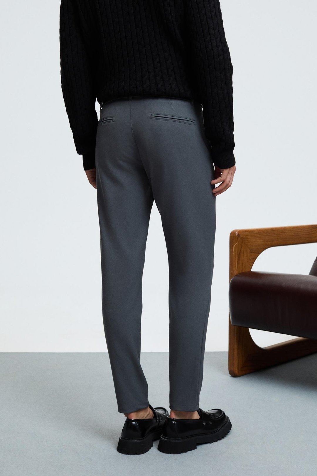 CRUDO Erkek Yanları Ve Arkası Cepli Fermuarlı Regular Fit Dokuma Koyu Gri Pantolon