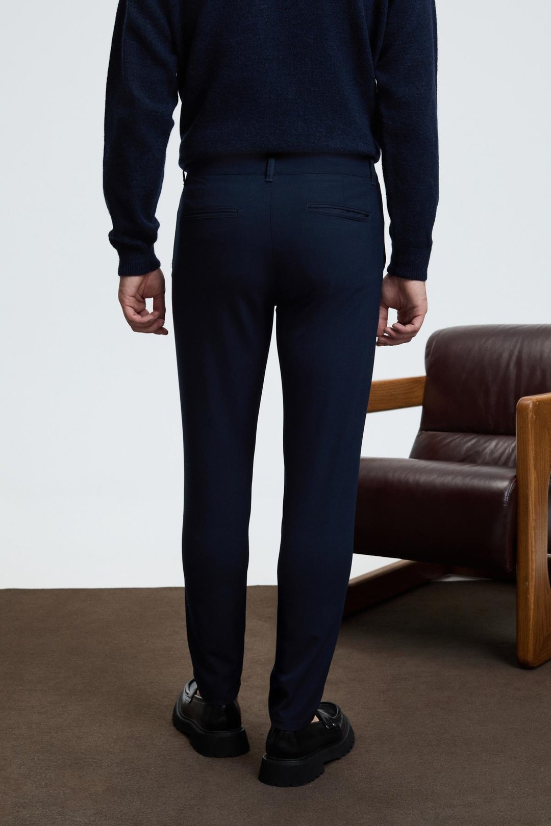 CRUDO Erkek Yanları Ve Arkası Cepli Fermuarlı Regular Fit Dokuma Lacivert Pantolon