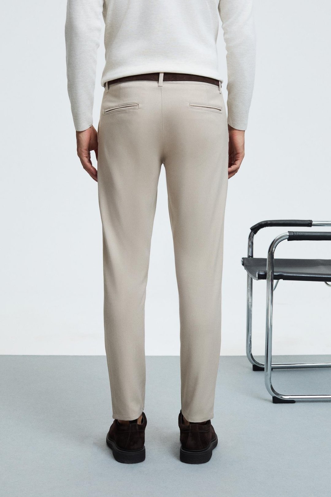 CRUDO Erkek Yanları Ve Arkası Cepli Fermuarlı Regular Fit Dokuma Bej Pantolon