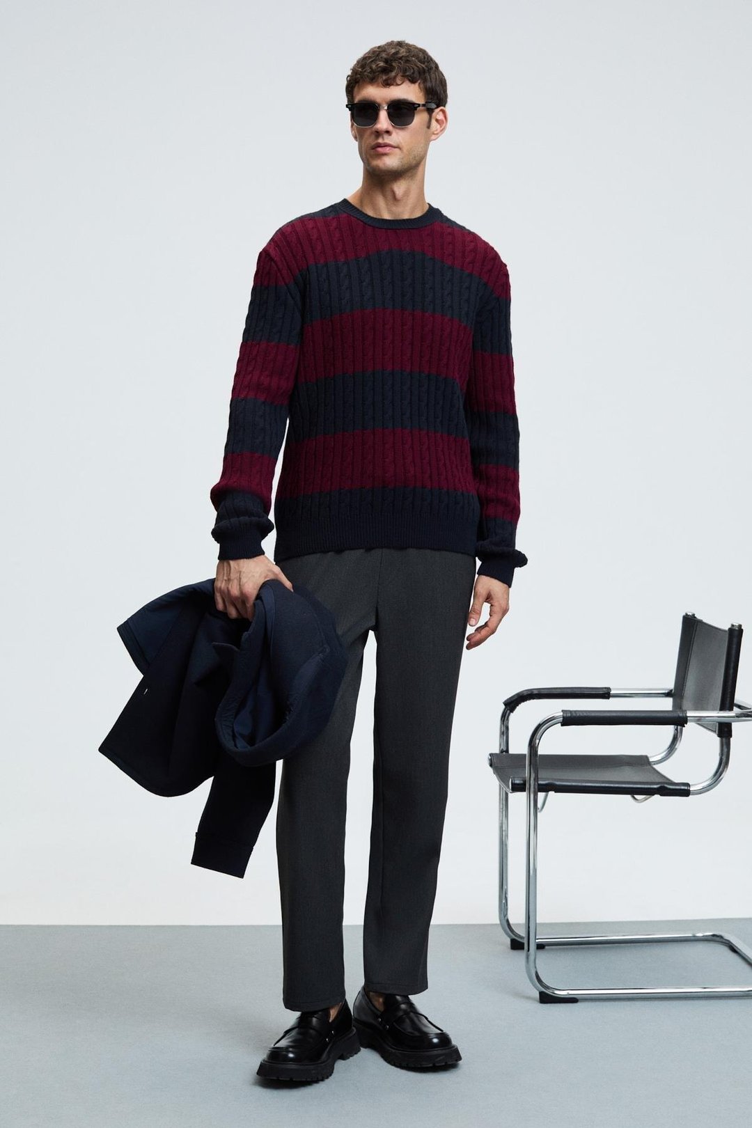 CRUDO Erkek Yanları Ve Arkası Cepli Fermuarlı Regular Fit Dokuma Antrasit Pantolon