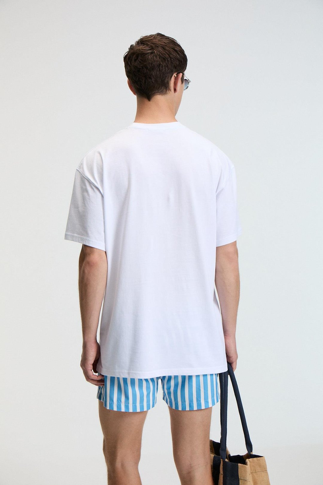 CRUNCH Erkek Oversize %100 Pamuk Baskılı Yuvarlak Yaka Beyaz T-Shirt