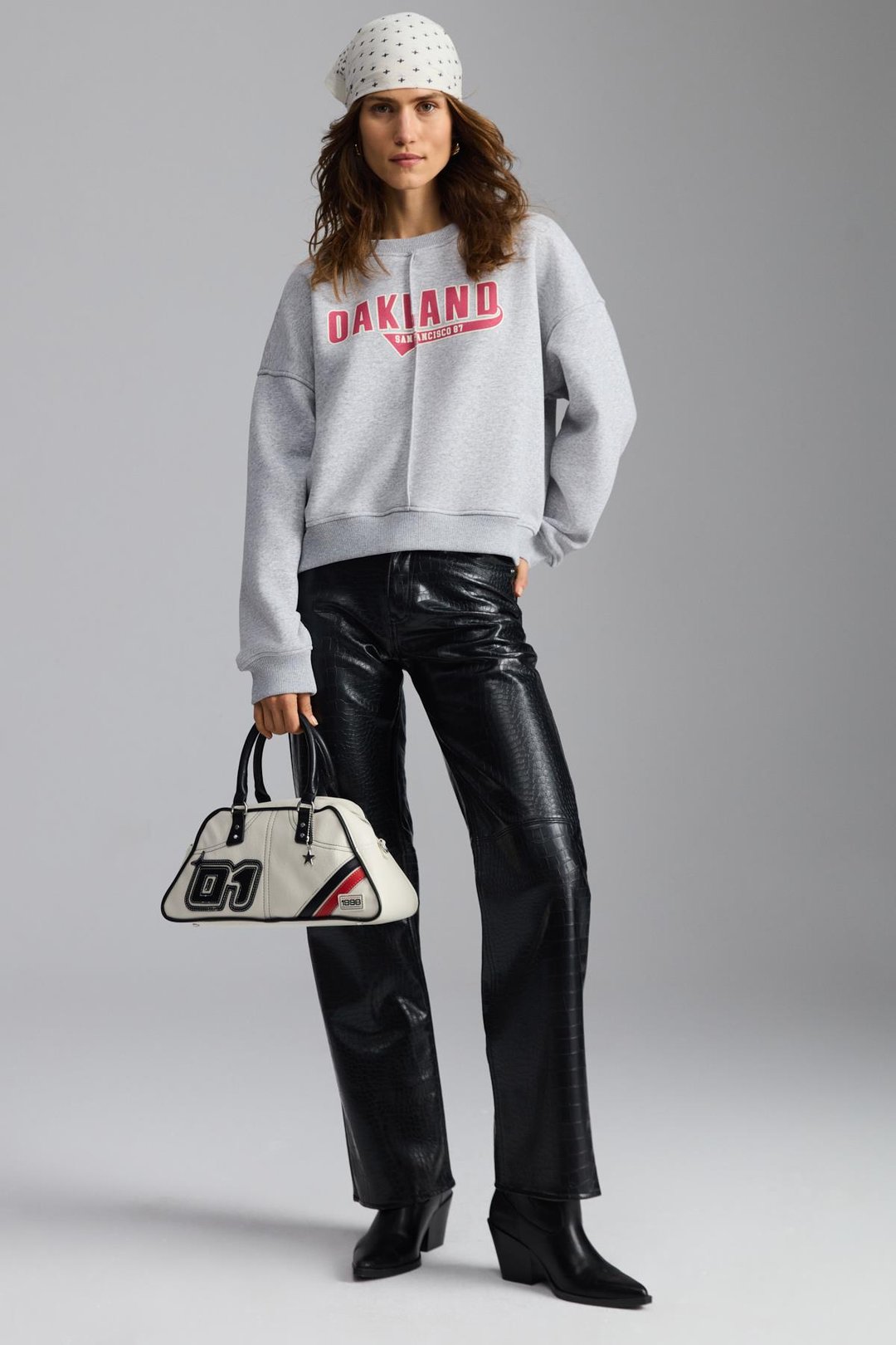 DALESKA Kadın Şehir Temalı Baskı Detaylı Yumuşak Organik Pamuk Şardonlu Regular Grimelanj Sweatshirt