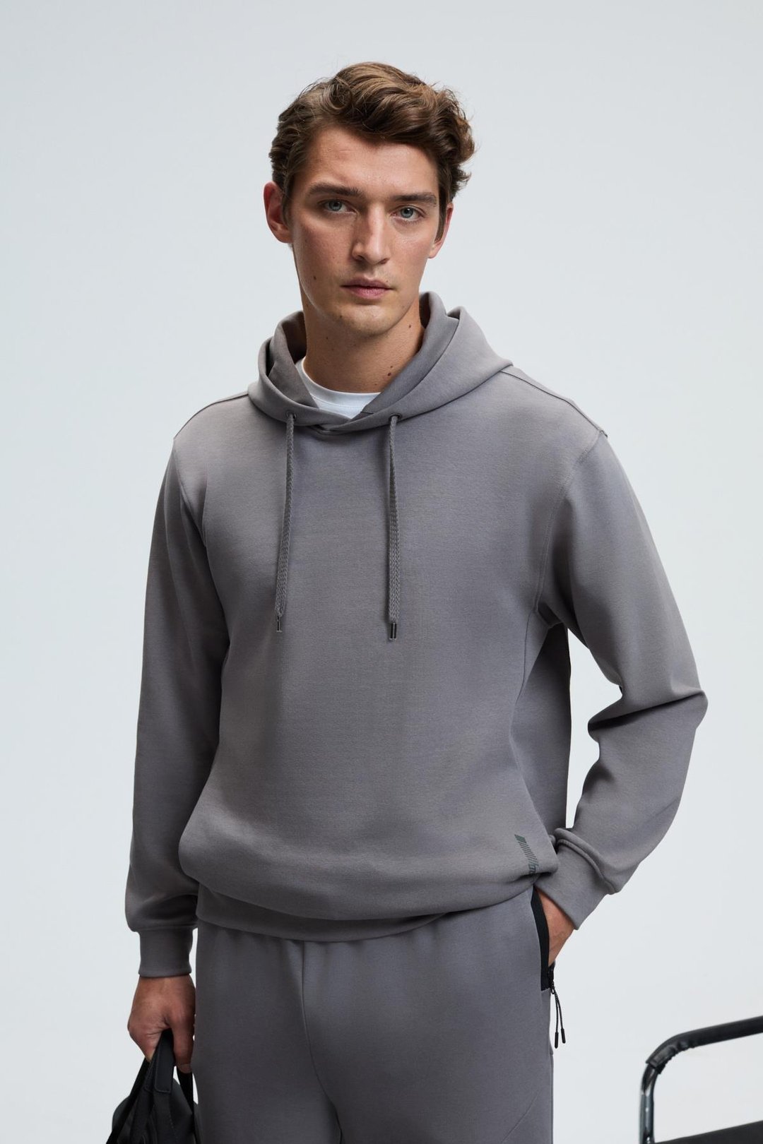 DASHIELL Erkek Kapüşonlu Kordonlu Önü Baskılı Koyu Gri Sweatshirt