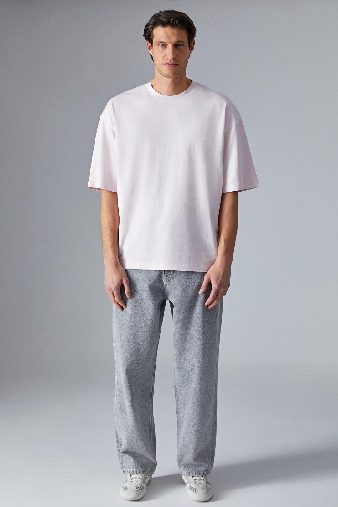 DAZMANN Erkek Oversize Fit Bisiklet Yaka Kısa Kollu %100 Organik Pamuk Pembe T-Shirt