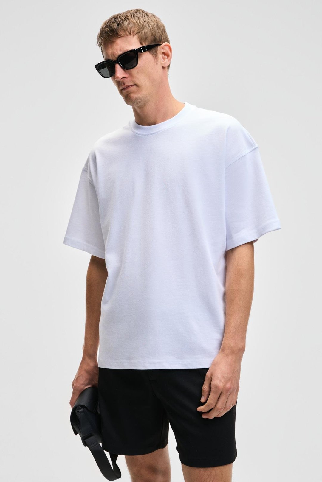 DAZMANN Erkek Oversize Fit Bisiklet Yaka Kısa Kollu %100 Organik Pamuk Beyaz T-Shirt