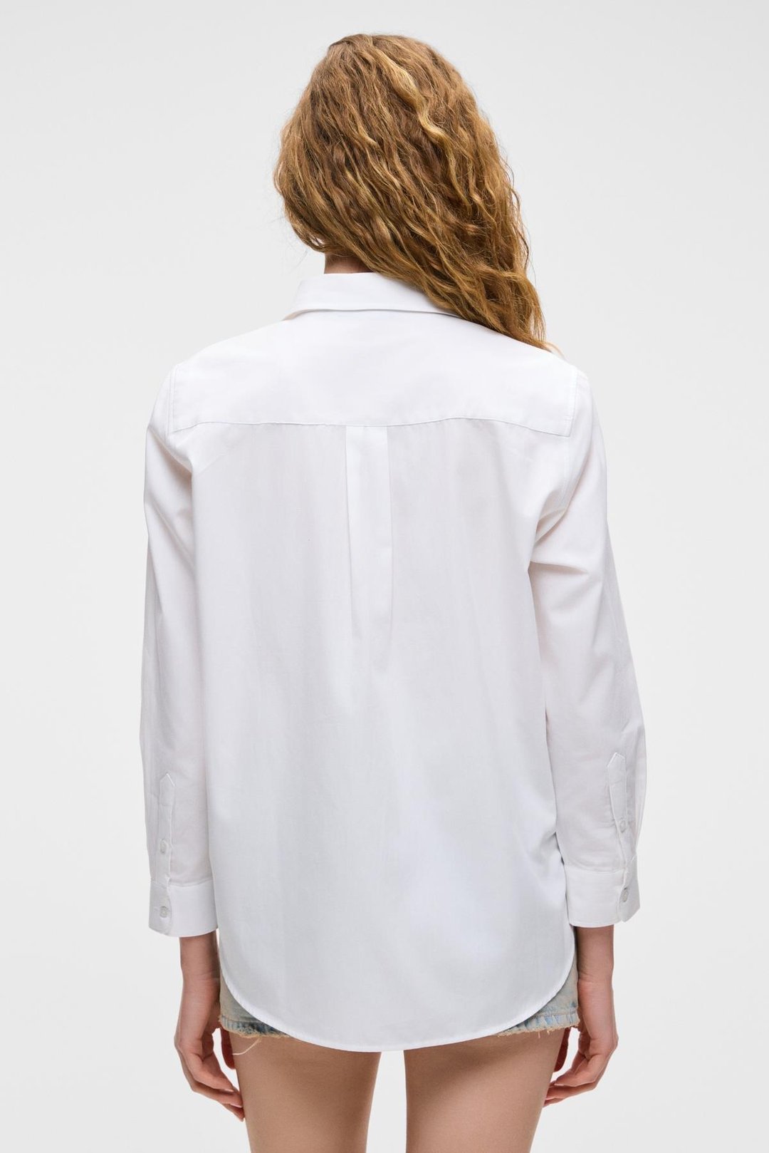 DELFINO Kadın Oversize %100 Organik Pamuk Uzun Kollu İnce Uzun Beyaz Gömlek