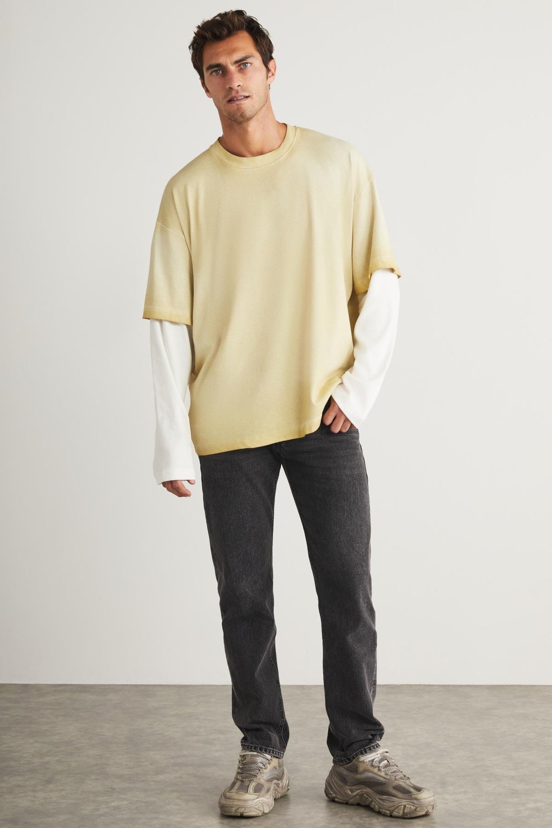 DENY Basic Oversize Açık Bej Tekli T-Shirt