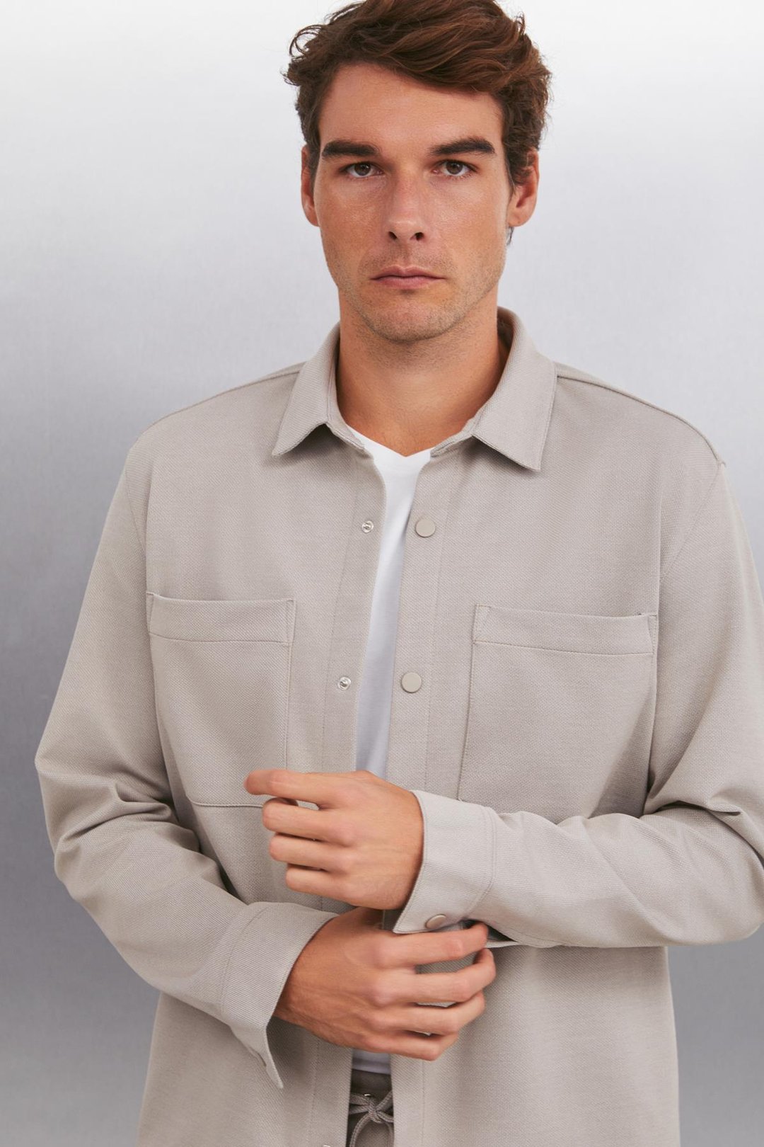 DERIAN  Regular Bej Tekli Gömlek